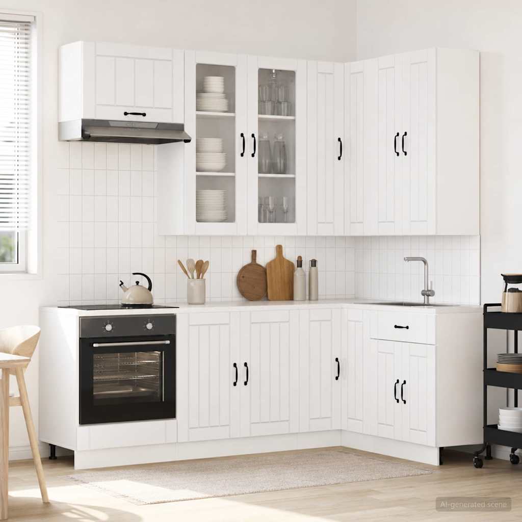 vidaXL Keukenblok LUCCA 8 pcs Wit Bewerkt hout