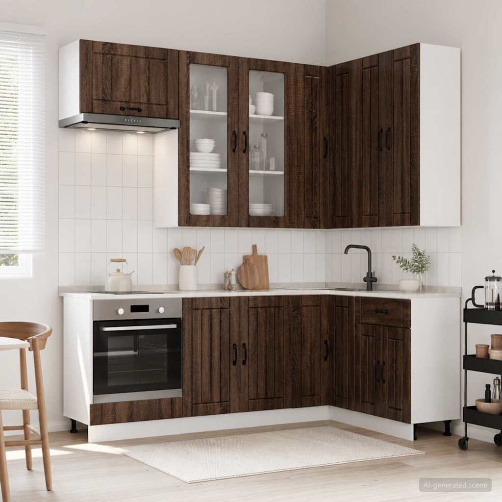vidaXL Keukenblok LUCCA 8 pcs Wit Bewerkt hout