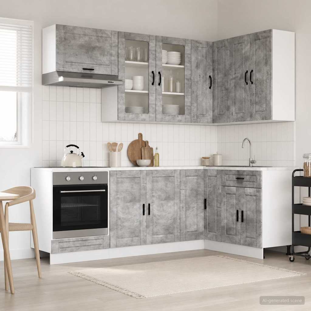 vidaXL Keukenblok PORTO 8 pcs Wit Bewerkt hout