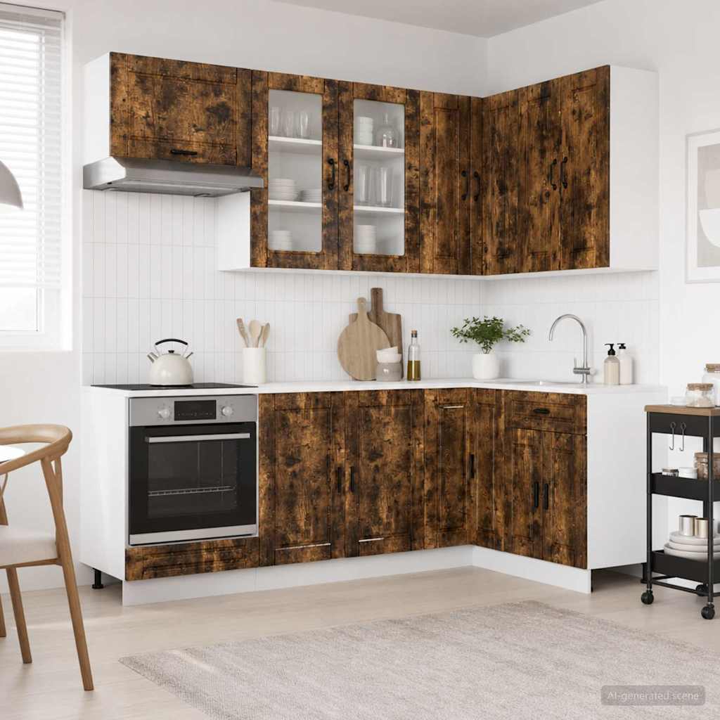 vidaXL Keukenblok PORTO 8 pcs Wit Bewerkt hout