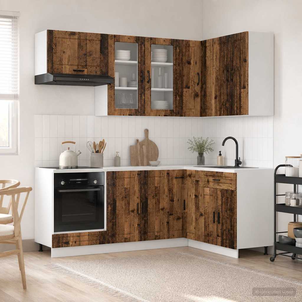 vidaXL Keukenblok PORTO 8 pcs Wit Bewerkt hout