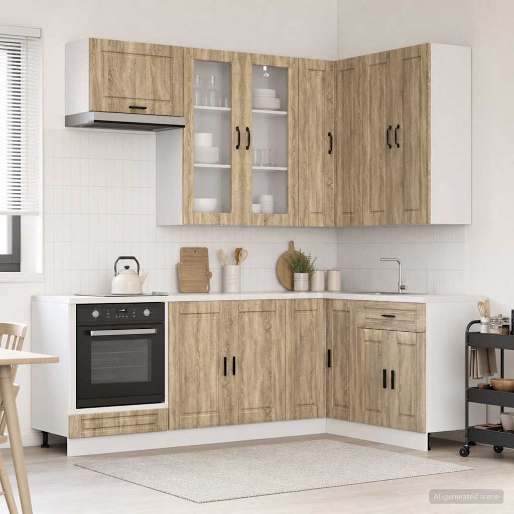 vidaXL Keukenblok PORTO 8 pcs Wit Bewerkt hout