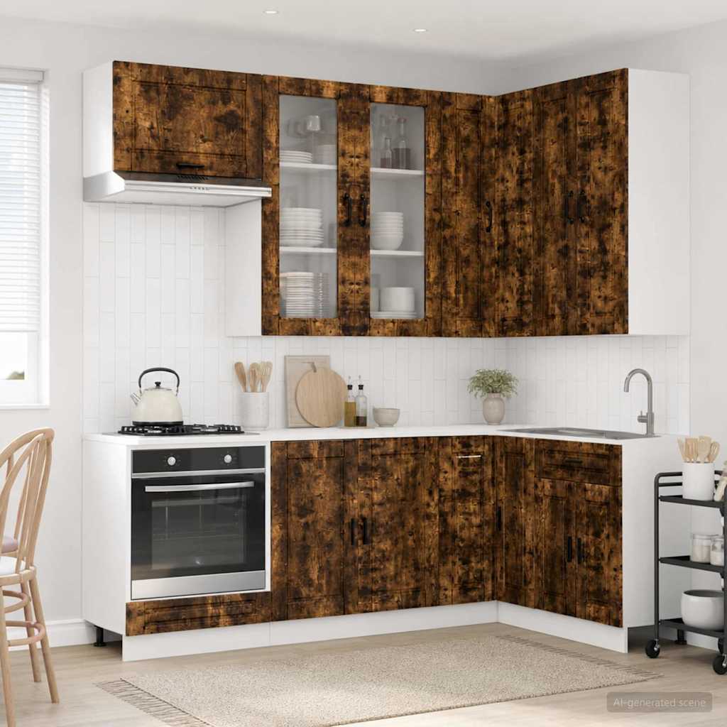vidaXL Keukenblok PORTO 8 pcs Wit Bewerkt hout