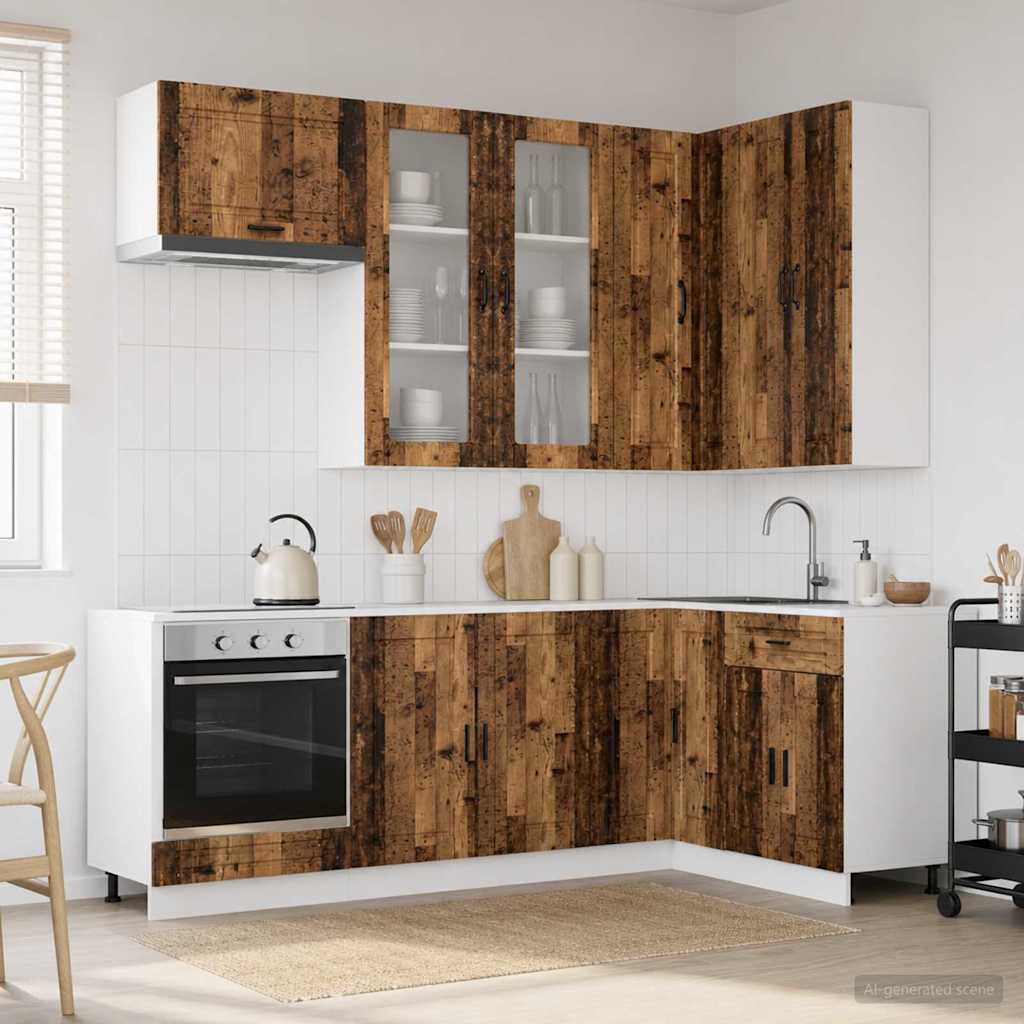 vidaXL Keukenblok PORTO 8 pcs Wit Bewerkt hout