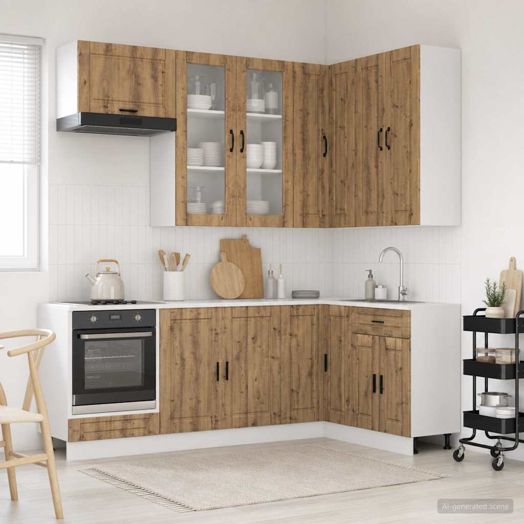vidaXL Keukenblok PORTO 8 pcs Wit Bewerkt hout