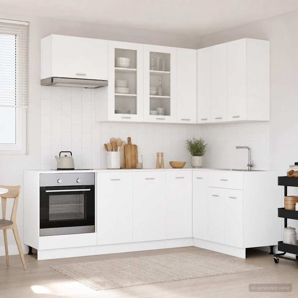vidaXL Keuken Eenheid LYON 8 pcs Wit Bewerkt hout