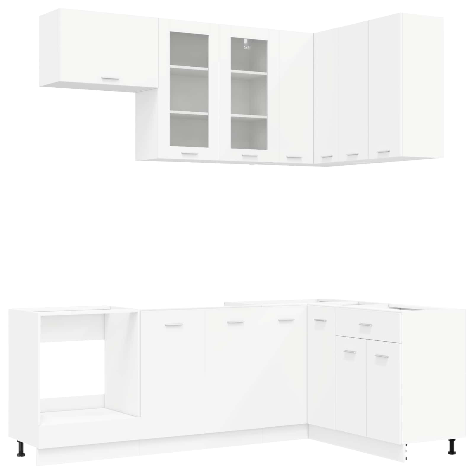 vidaXL Keuken Eenheid LYON 8 pcs Wit Bewerkt hout