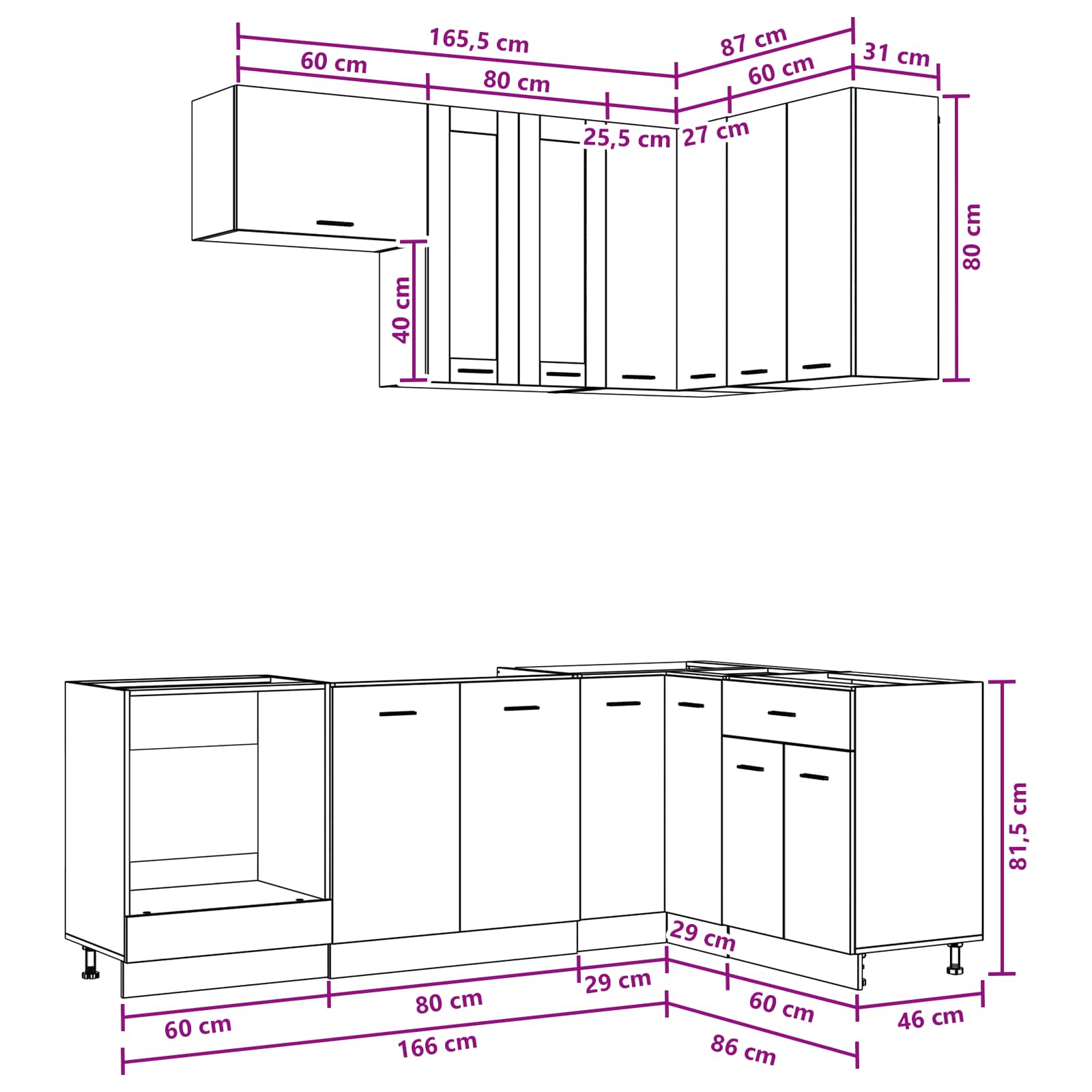 vidaXL Keuken Eenheid LYON 8 pcs Wit Bewerkt hout