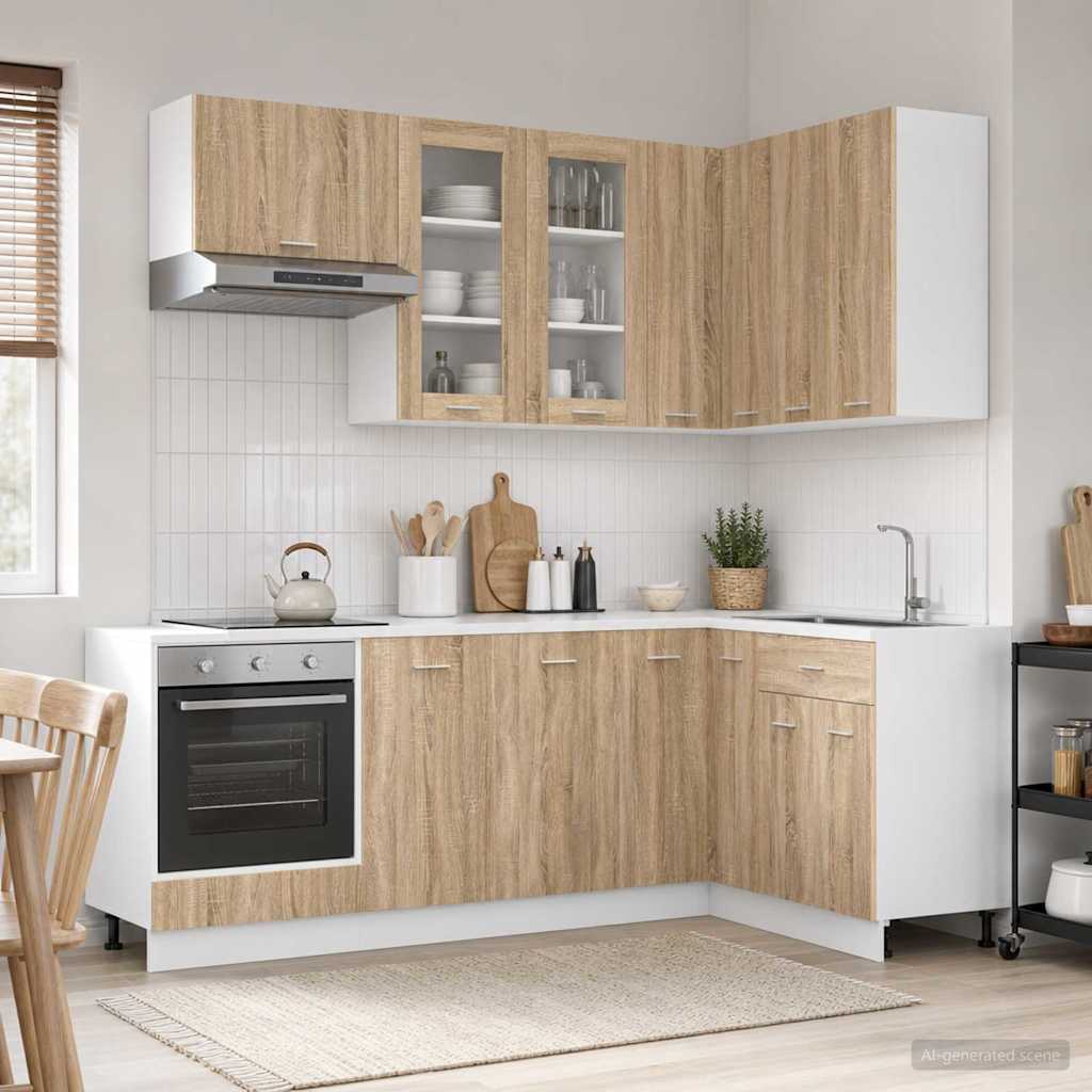 vidaXL Keuken Eenheid LYON 8 pcs Wit Bewerkt hout