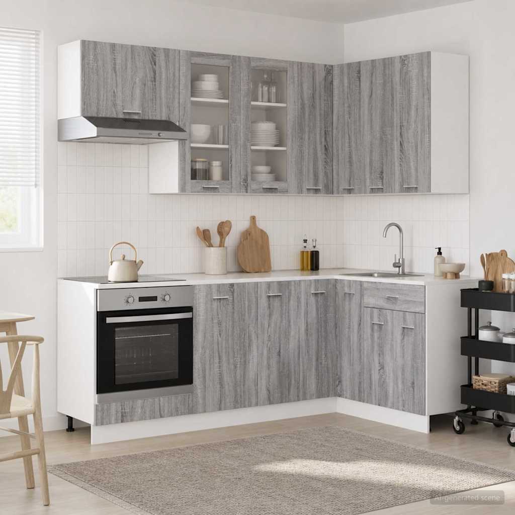 vidaXL Keuken Eenheid LYON 8 pcs Wit Bewerkt hout