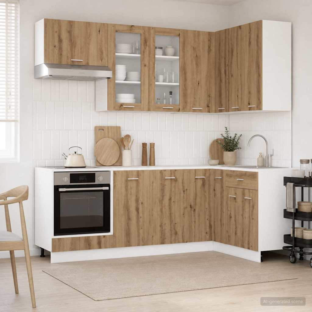 vidaXL Keuken Eenheid LYON 8 pcs Wit Bewerkt hout