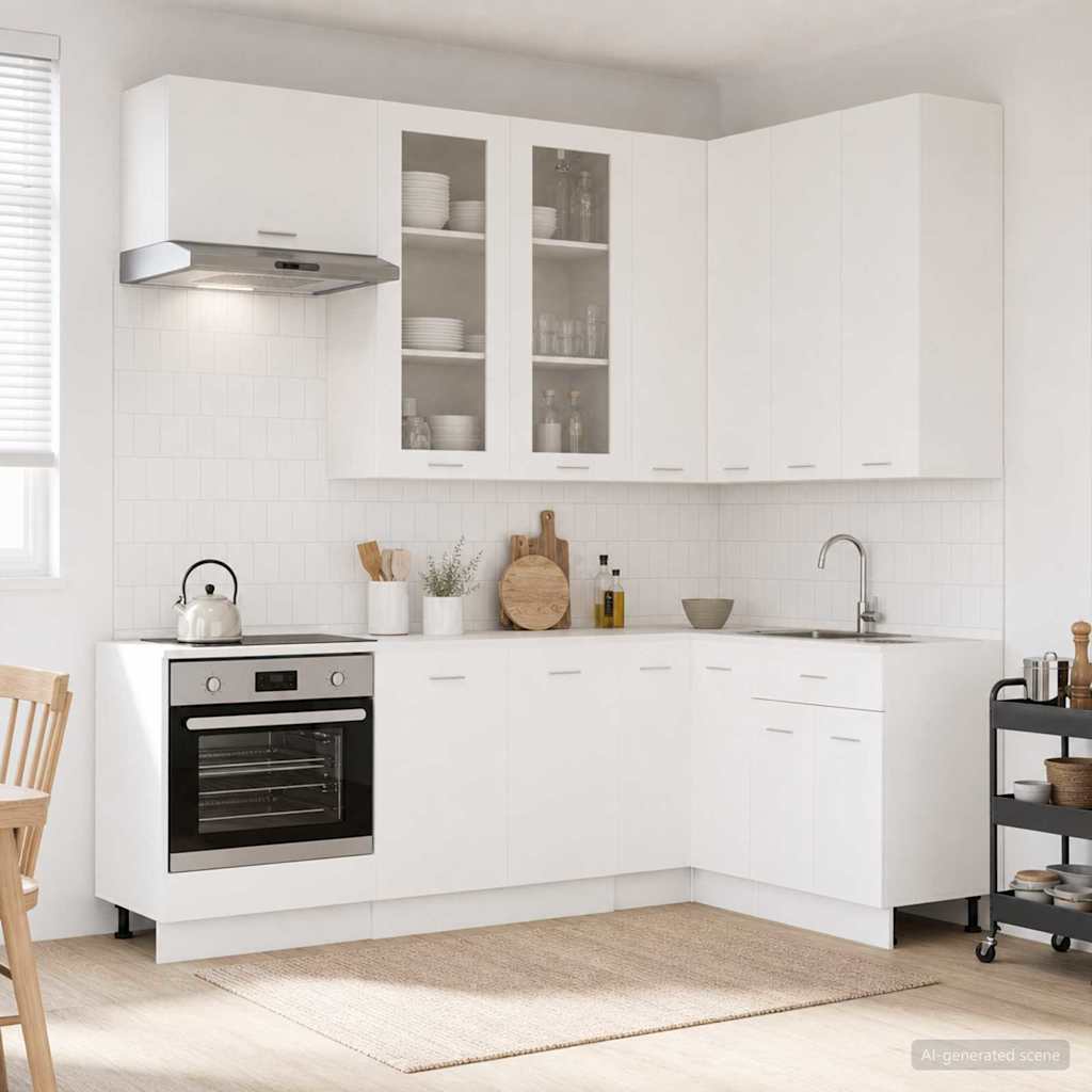 vidaXL Keuken Eenheid LYON 8 pcs Wit Bewerkt hout