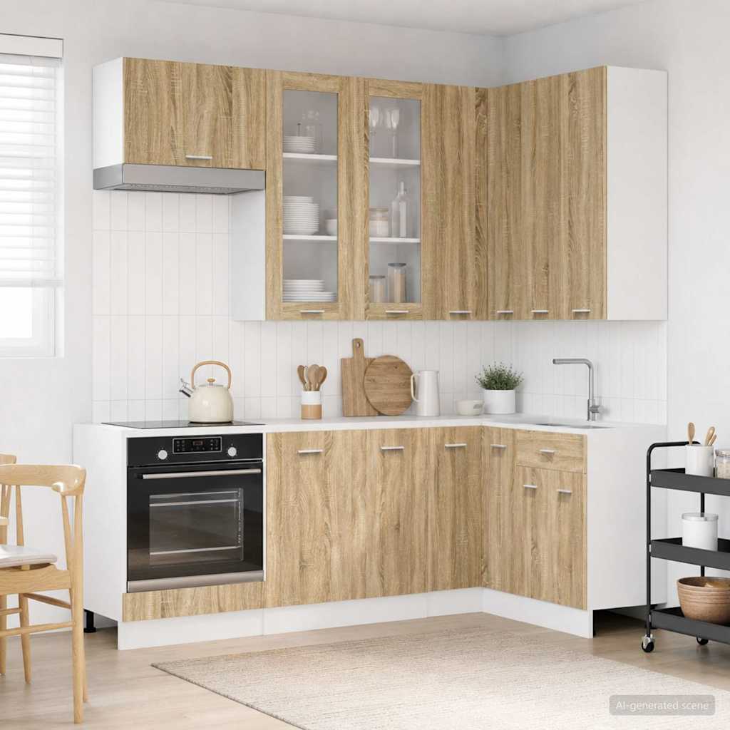 vidaXL Keuken Eenheid LYON 8 pcs Wit Bewerkt hout