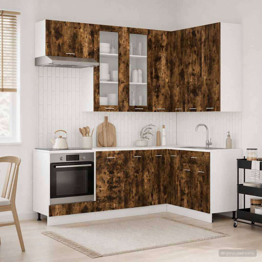 vidaXL Keuken Eenheid LYON 8 pcs Wit Bewerkt hout