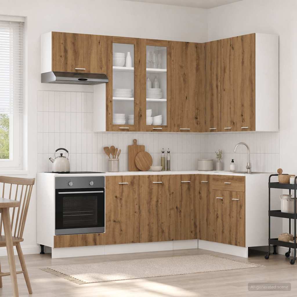 vidaXL Keuken Eenheid LYON 8 pcs Wit Bewerkt hout