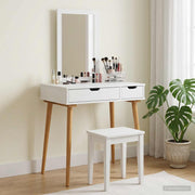vidaXL Toilettafel Set FAUSKE 2 pcs Wit 76 x 50 x 143 cm