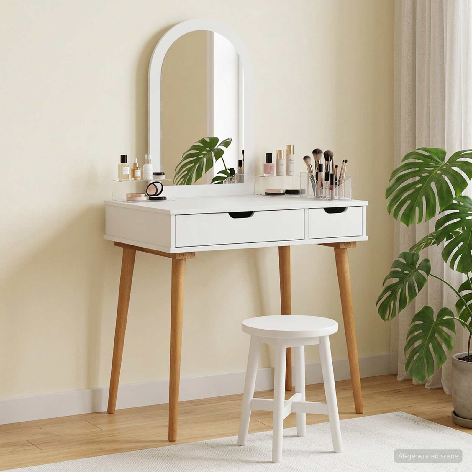 vidaXL Toilettafel Set FAUSKE 2 pcs Wit 76 x 50 x 143 cm
