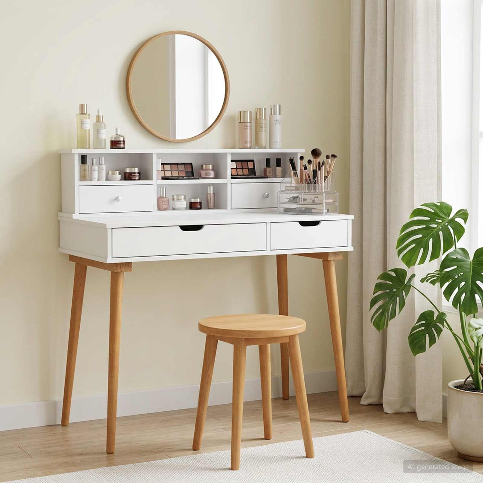 vidaXL Toilettafel Set FAUSKE 2 pcs Wit 76 x 50 x 143 cm