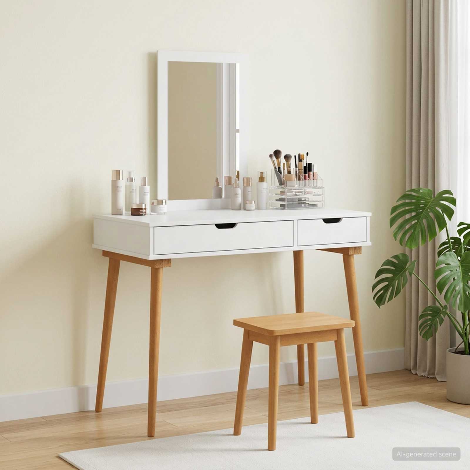 vidaXL Toilettafel Set FAUSKE 2 pcs Wit 76 x 50 x 143 cm