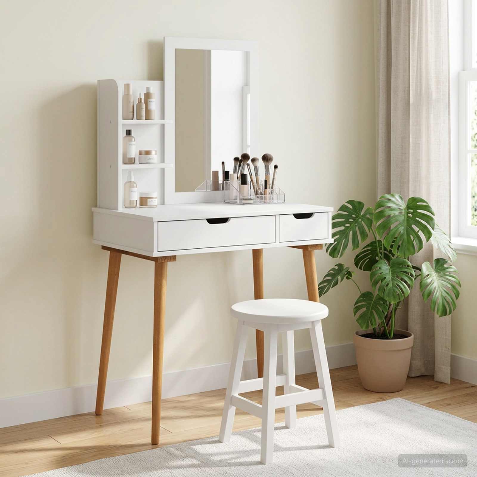 vidaXL Toilettafel Set FAUSKE 2 pcs Wit 76 x 50 x 143 cm