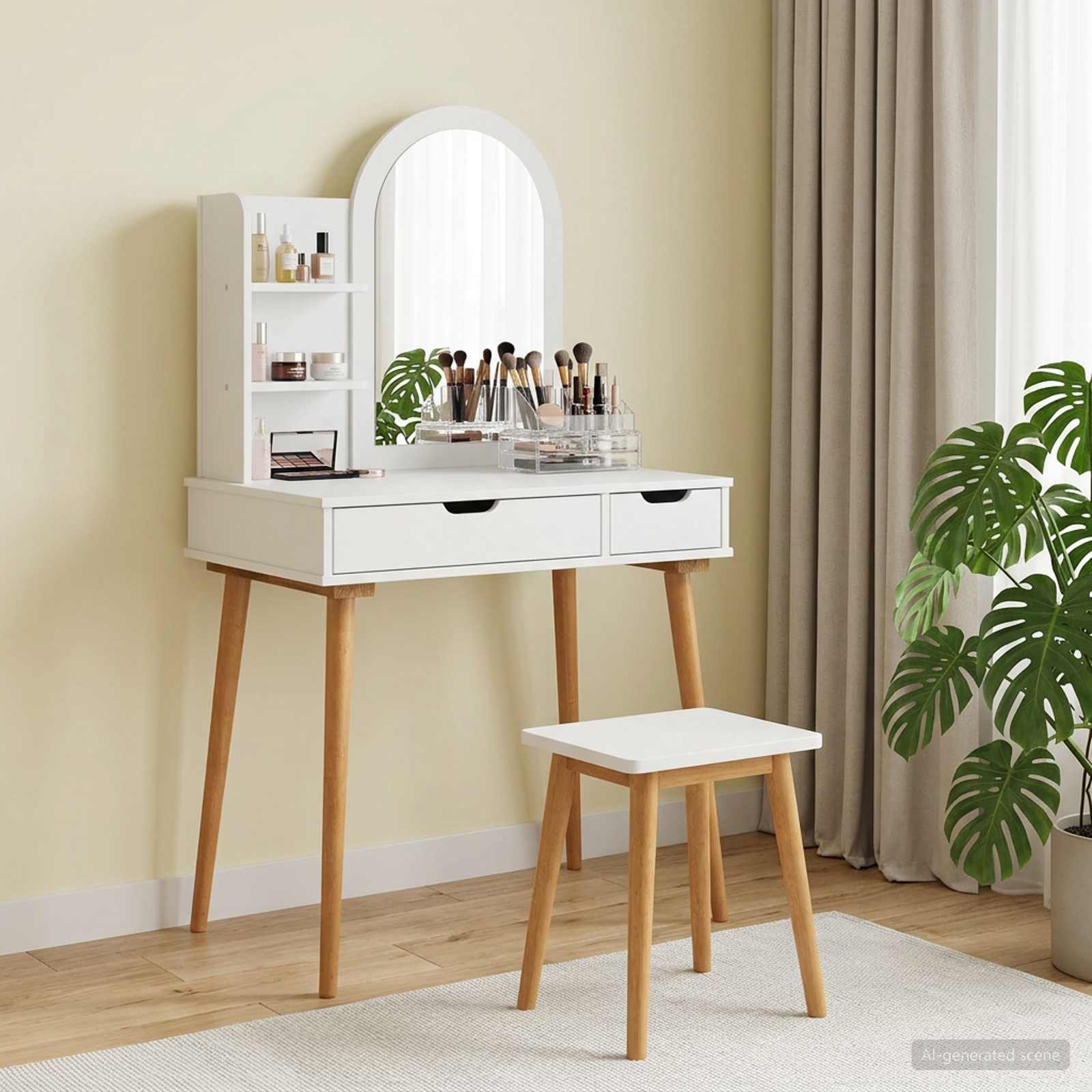 vidaXL Toilettafel Set FAUSKE 2 pcs Wit 76 x 50 x 143 cm
