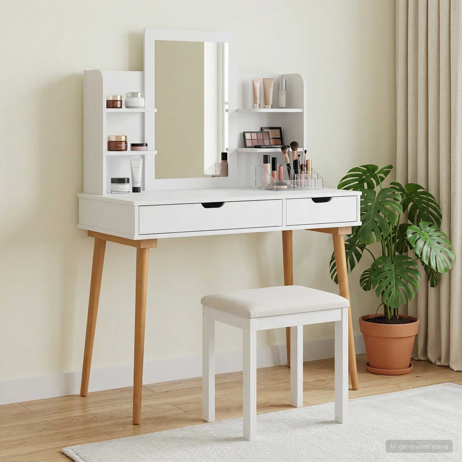 vidaXL Toilettafel Set FAUSKE 2 pcs Wit 76 x 50 x 143 cm