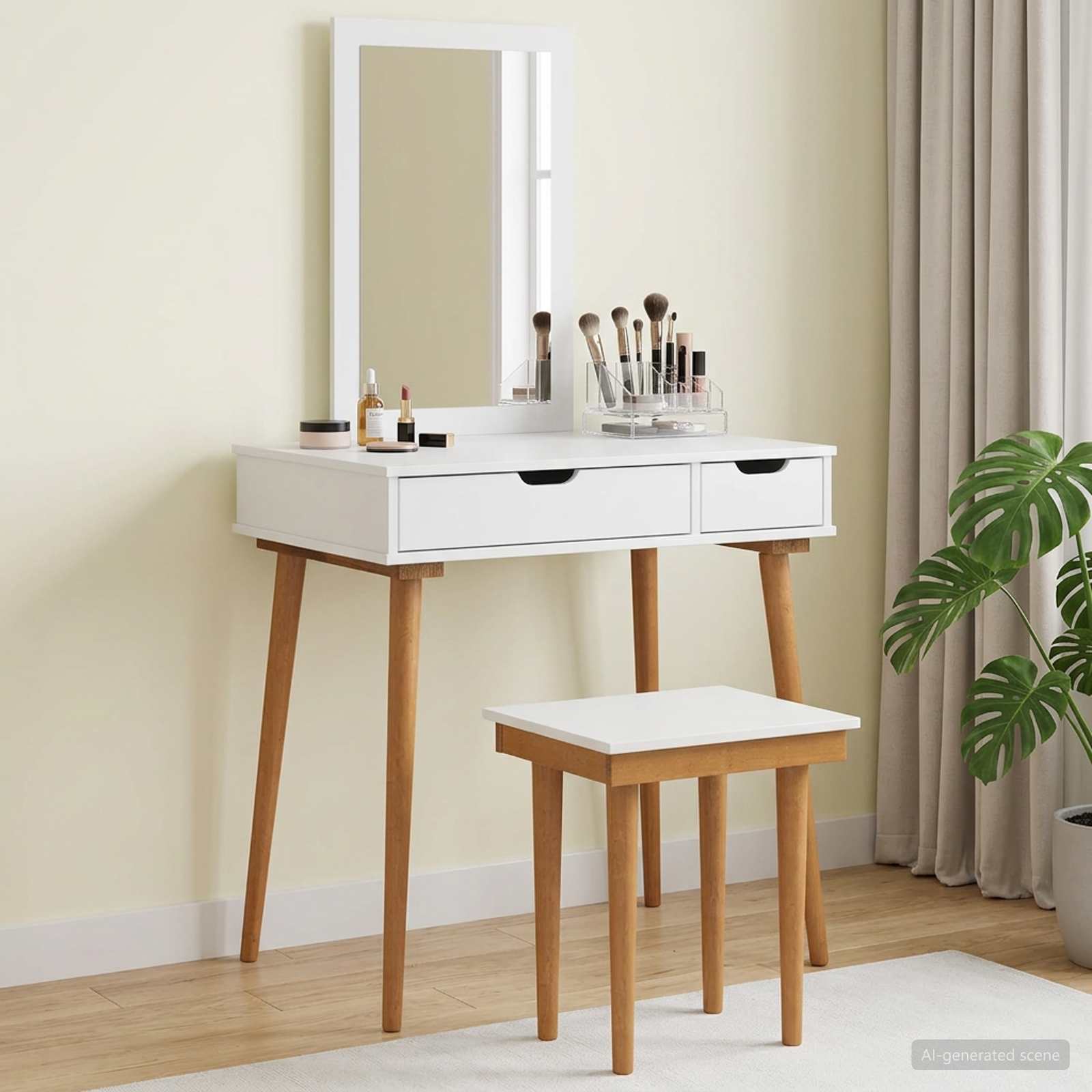 vidaXL Toilettafel Set FAUSKE 2 pcs Wit 76 x 50 x 143 cm