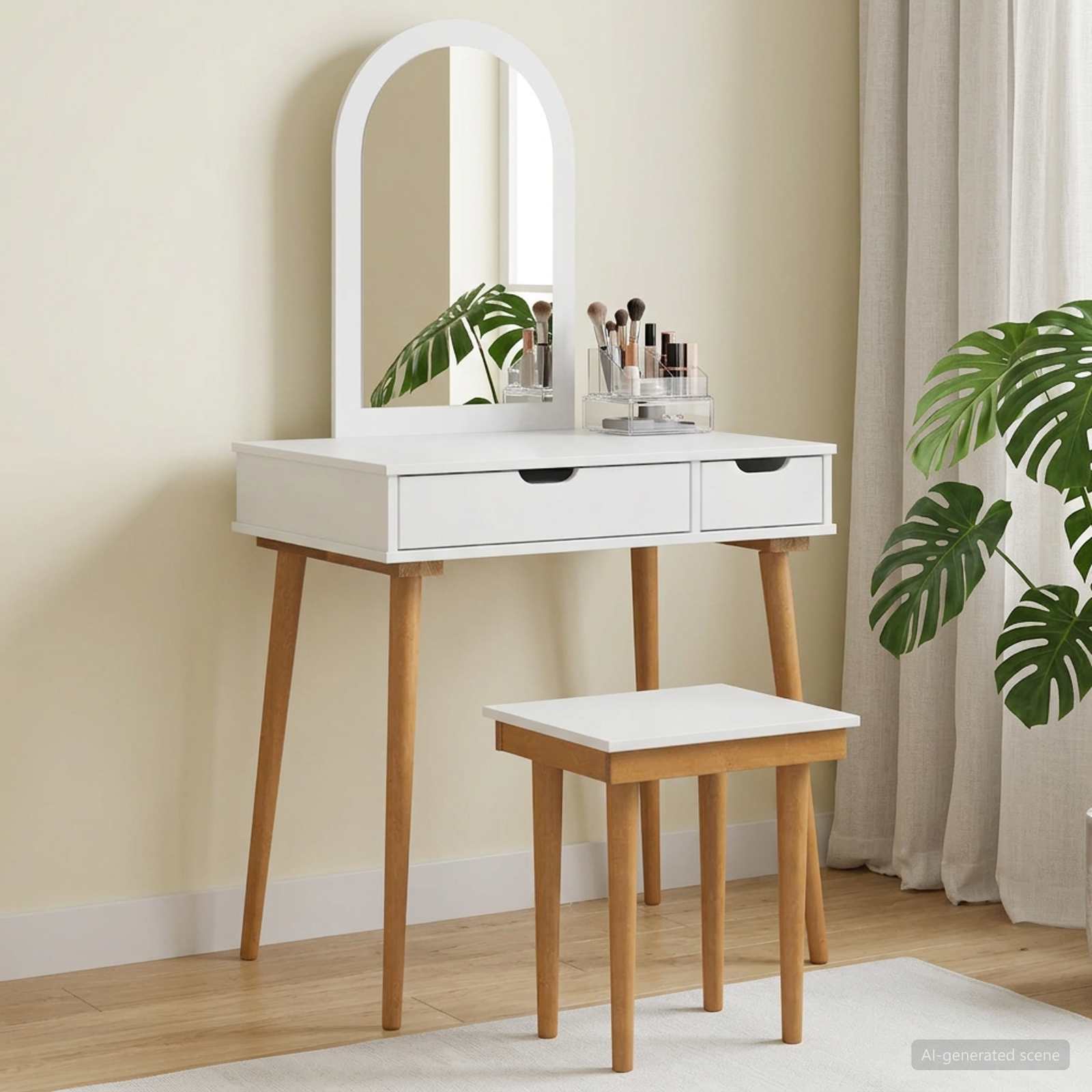 vidaXL Toilettafel Set FAUSKE 2 pcs Wit 76 x 50 x 143 cm
