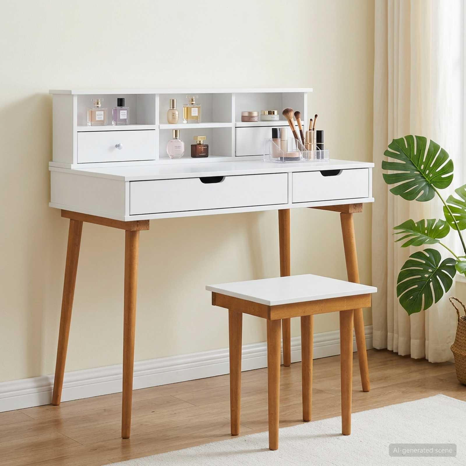 vidaXL Toilettafel Set FAUSKE 2 pcs Wit 76 x 50 x 143 cm