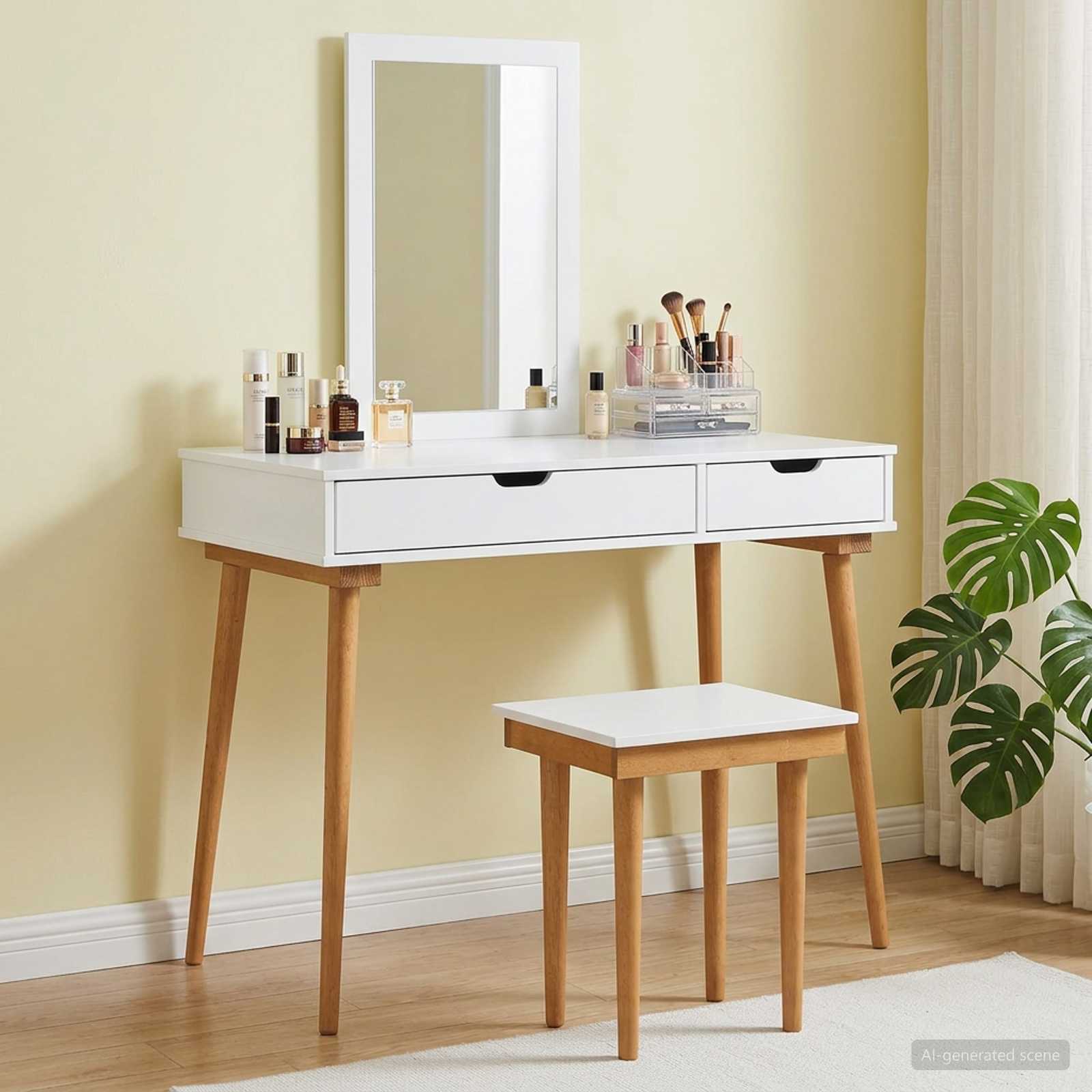 vidaXL Toilettafel Set FAUSKE 2 pcs Wit 76 x 50 x 143 cm