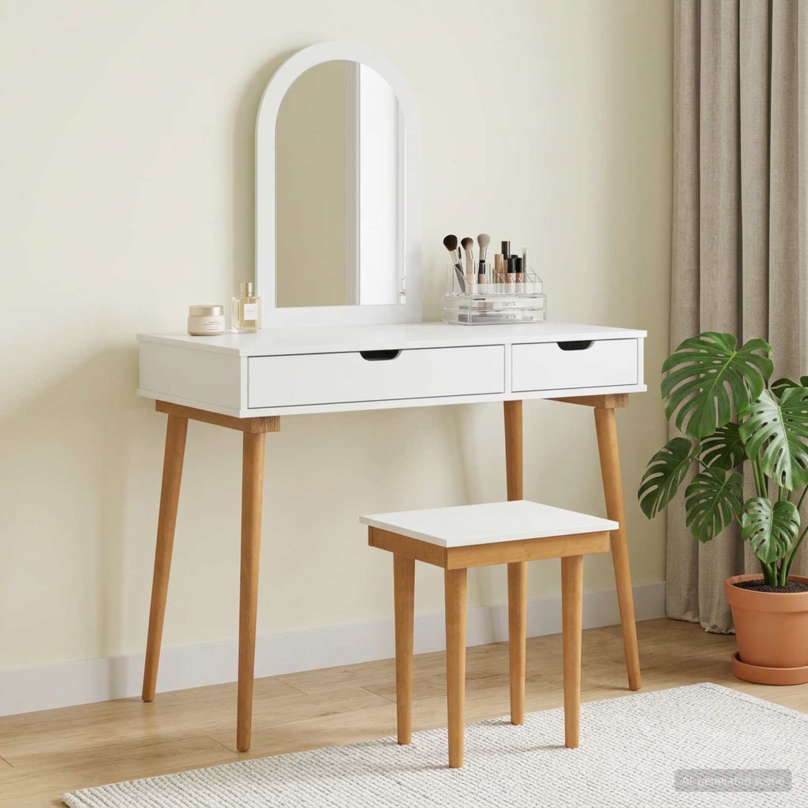 vidaXL Toilettafel Set FAUSKE 2 pcs Wit 76 x 50 x 143 cm