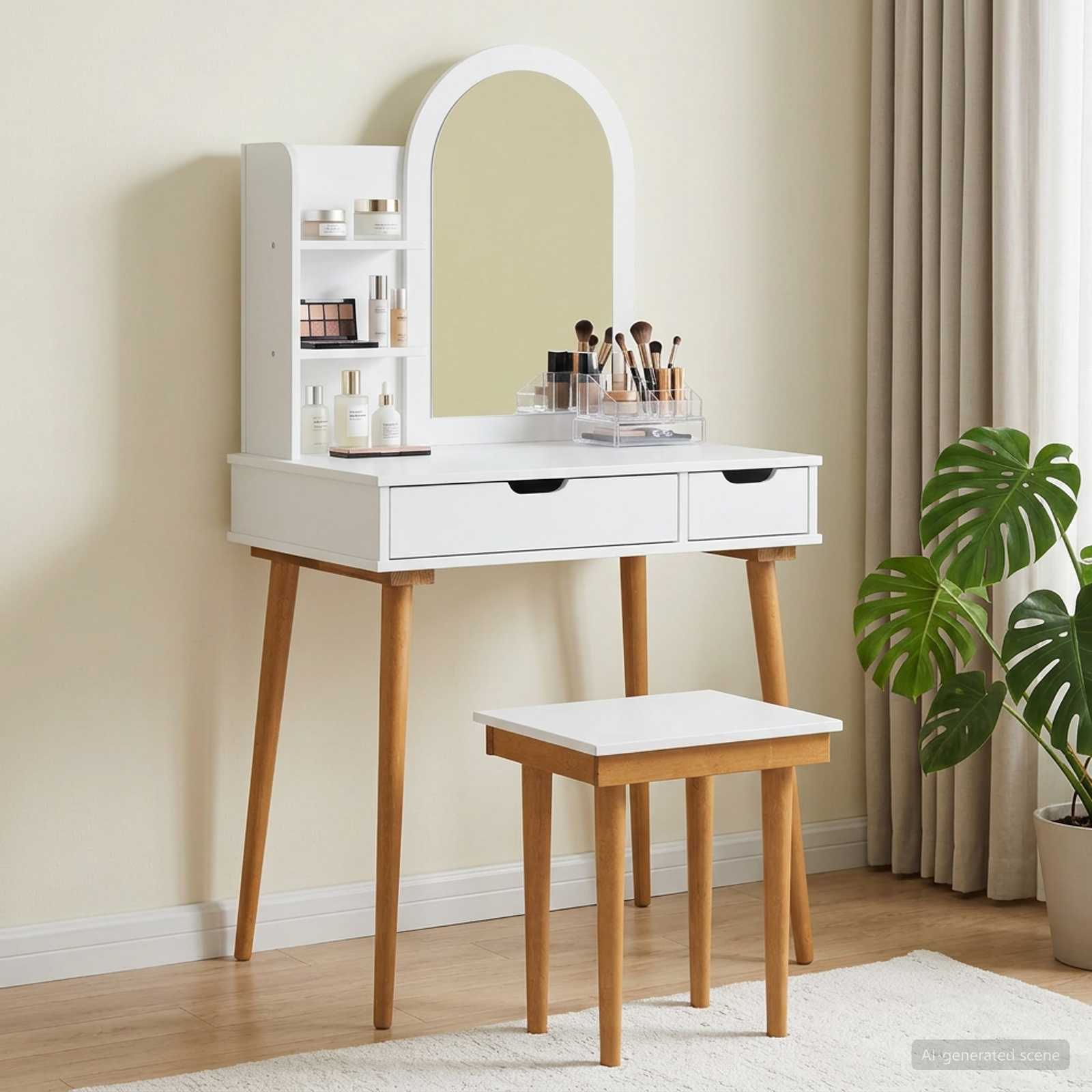 vidaXL Toilettafel Set FAUSKE 2 pcs Wit 76 x 50 x 143 cm