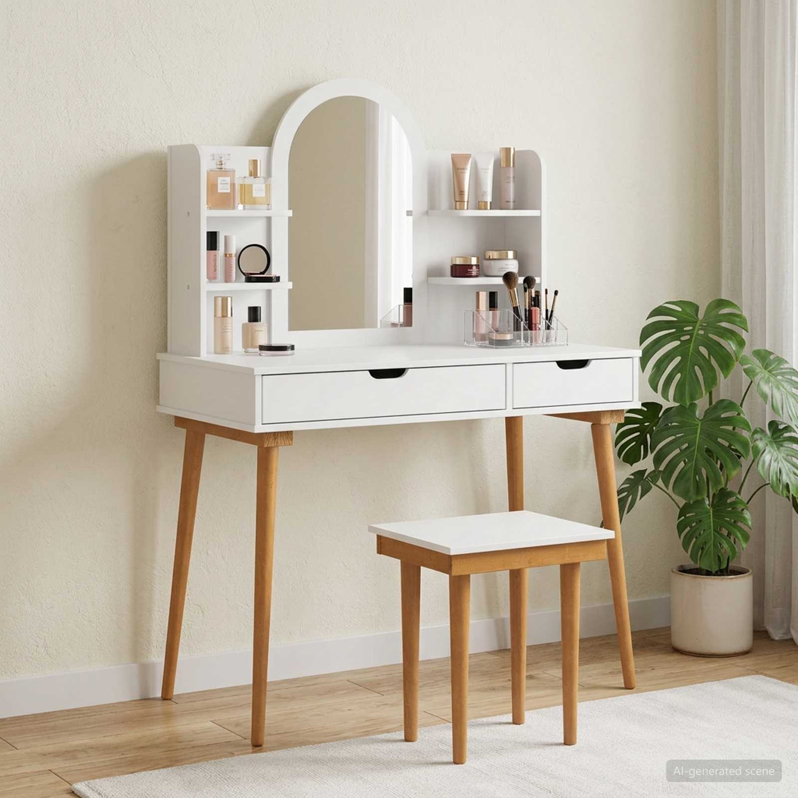 vidaXL Toilettafel Set FAUSKE 2 pcs Wit 76 x 50 x 143 cm