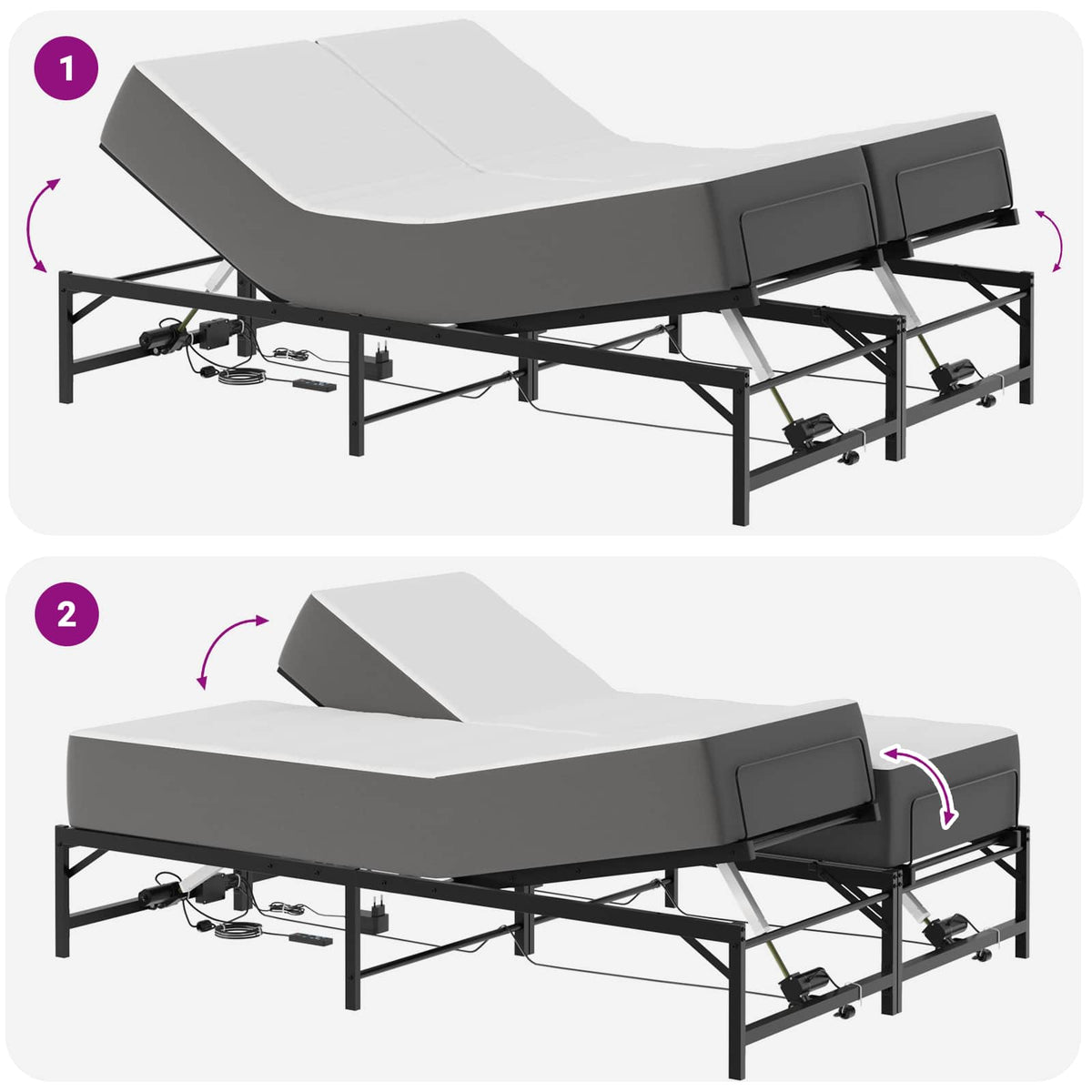 vidaXL Elektrisch Verstelbaar Bedframe Zwart 120 x 190 cm Staal