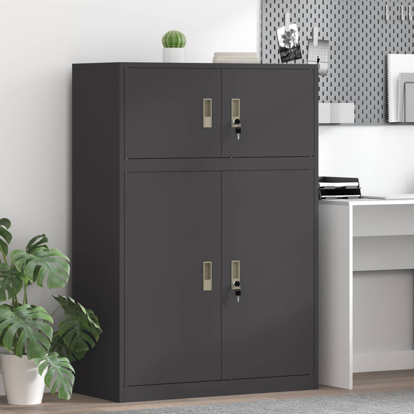 vidaXL Opbergkast 2 st Zwart 90 x 40 x 130 cm Staal Vergrendelbaar