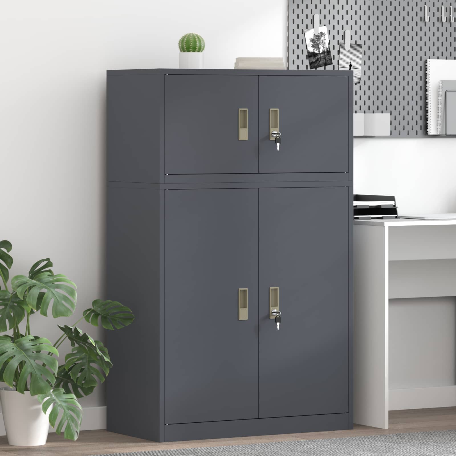 vidaXL Opbergkast 2 st Zwart 90 x 40 x 130 cm Staal Vergrendelbaar