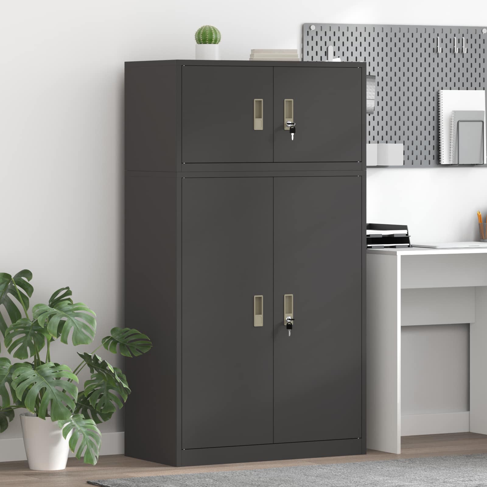 vidaXL Opbergkast 2 st Zwart 90 x 40 x 130 cm Staal Vergrendelbaar