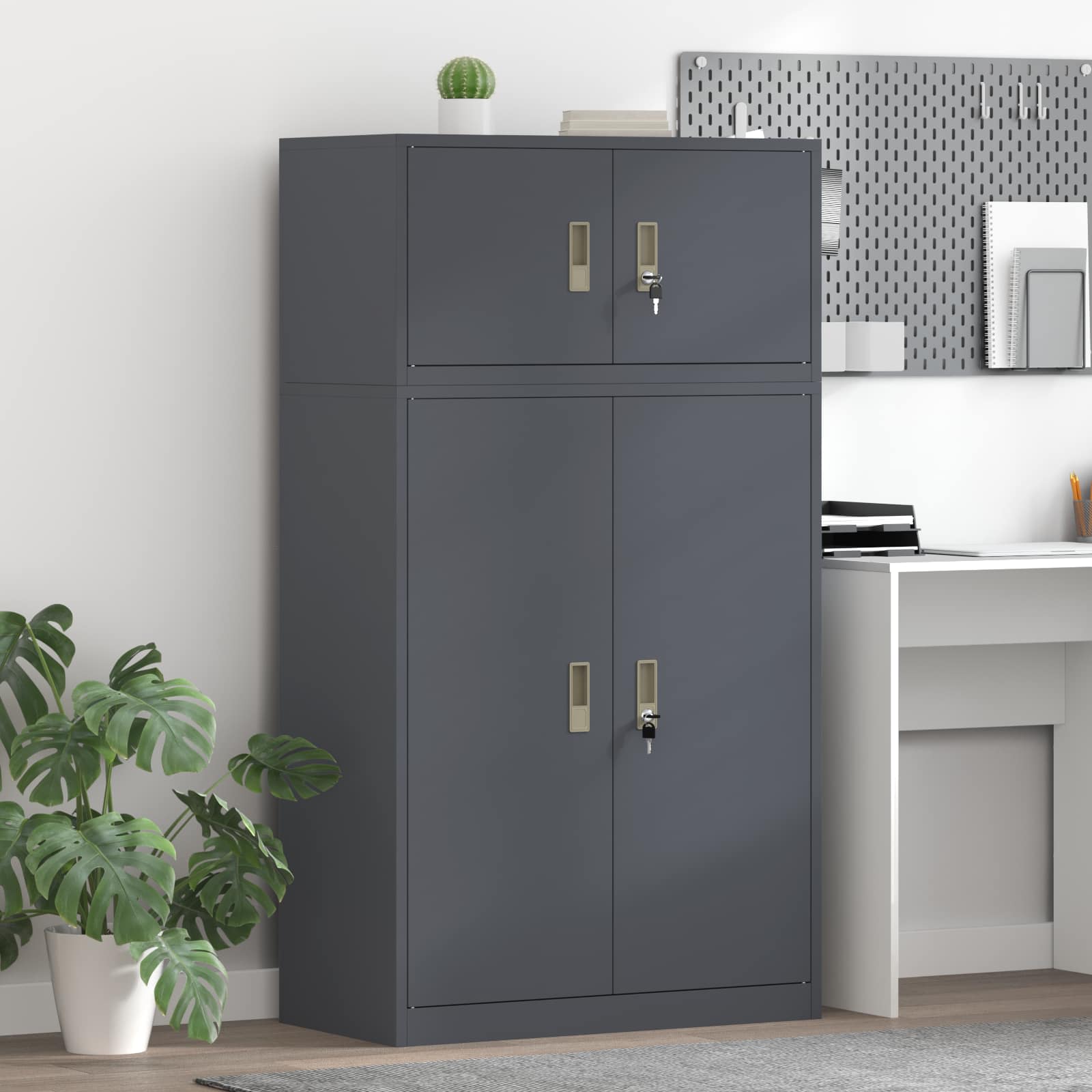 vidaXL Opbergkast 2 st Zwart 90 x 40 x 130 cm Staal Vergrendelbaar