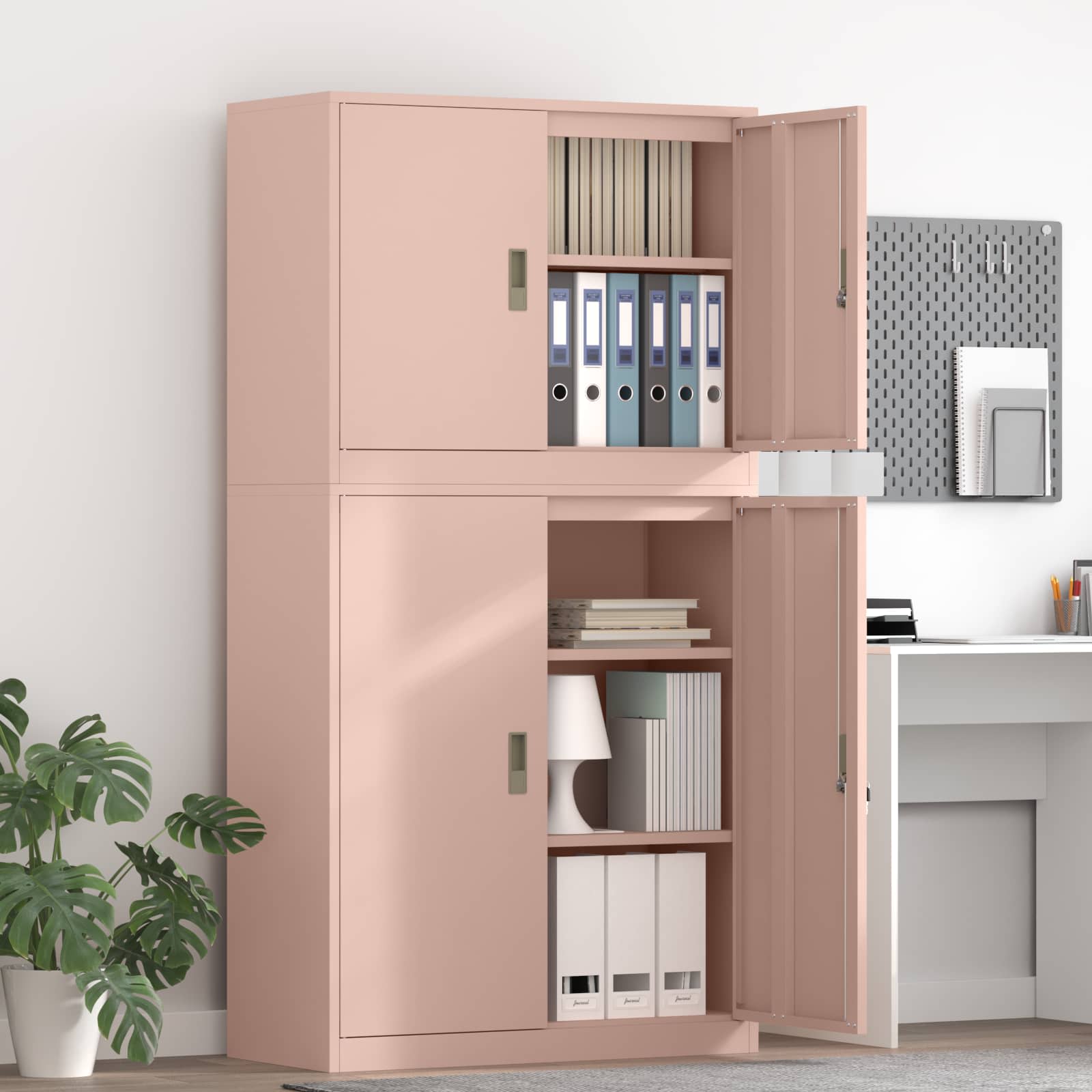 vidaXL Opbergkast 2 st Roze 90 x 40 x 160 cm Staal Vergrendelbaar