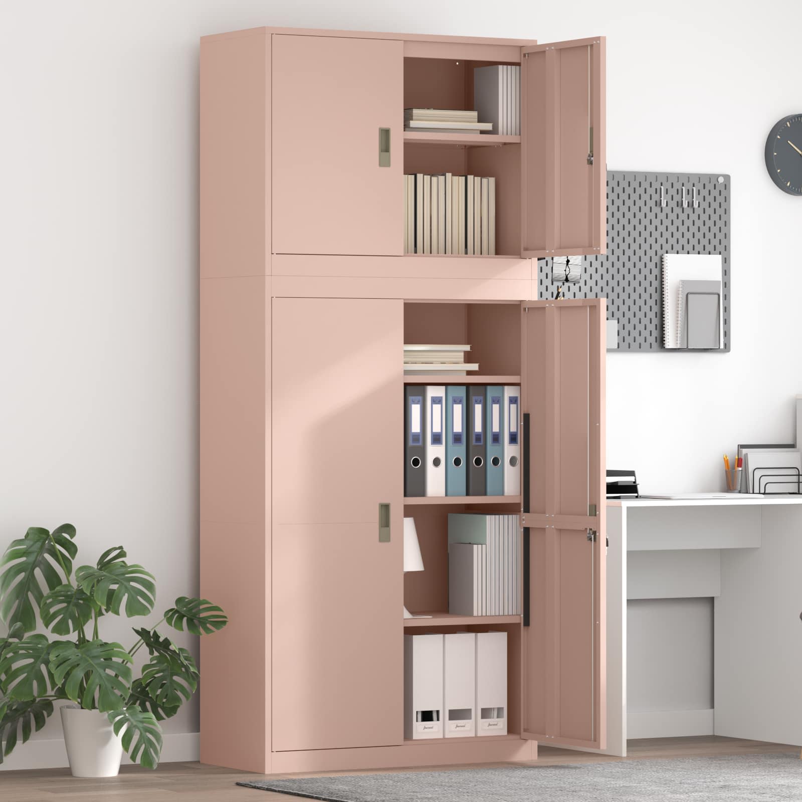 vidaXL Opbergkast 2 st Roze 90 x 40 x 160 cm Staal Vergrendelbaar