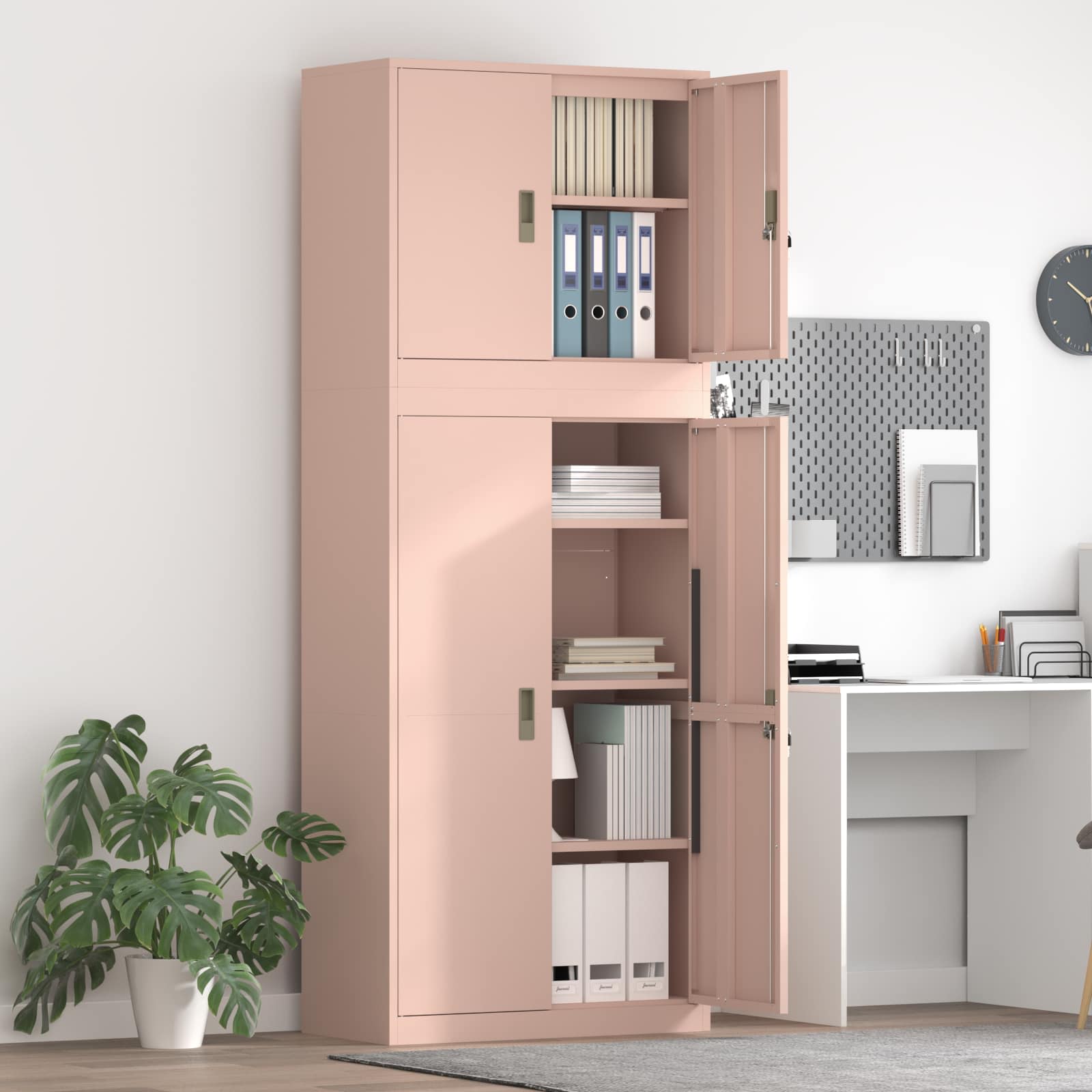 vidaXL Opbergkast 2 st Roze 90 x 40 x 160 cm Staal Vergrendelbaar