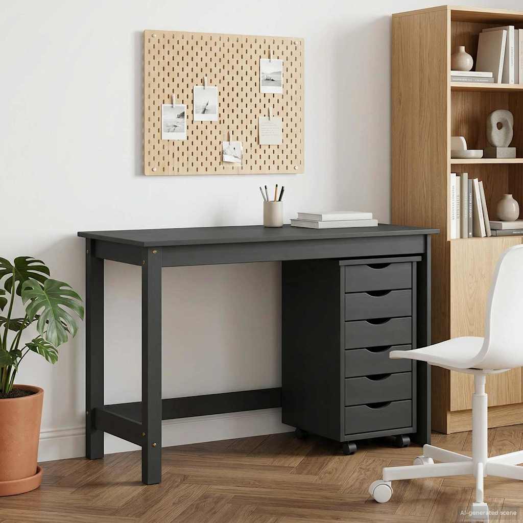 vidaXL Bureau en rollende kast set met lade MOSS 2 pcs HoningBruin