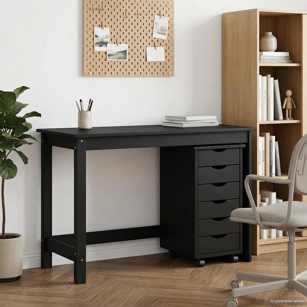 vidaXL Bureau en rollende kast set met lade MOSS 2 pcs HoningBruin