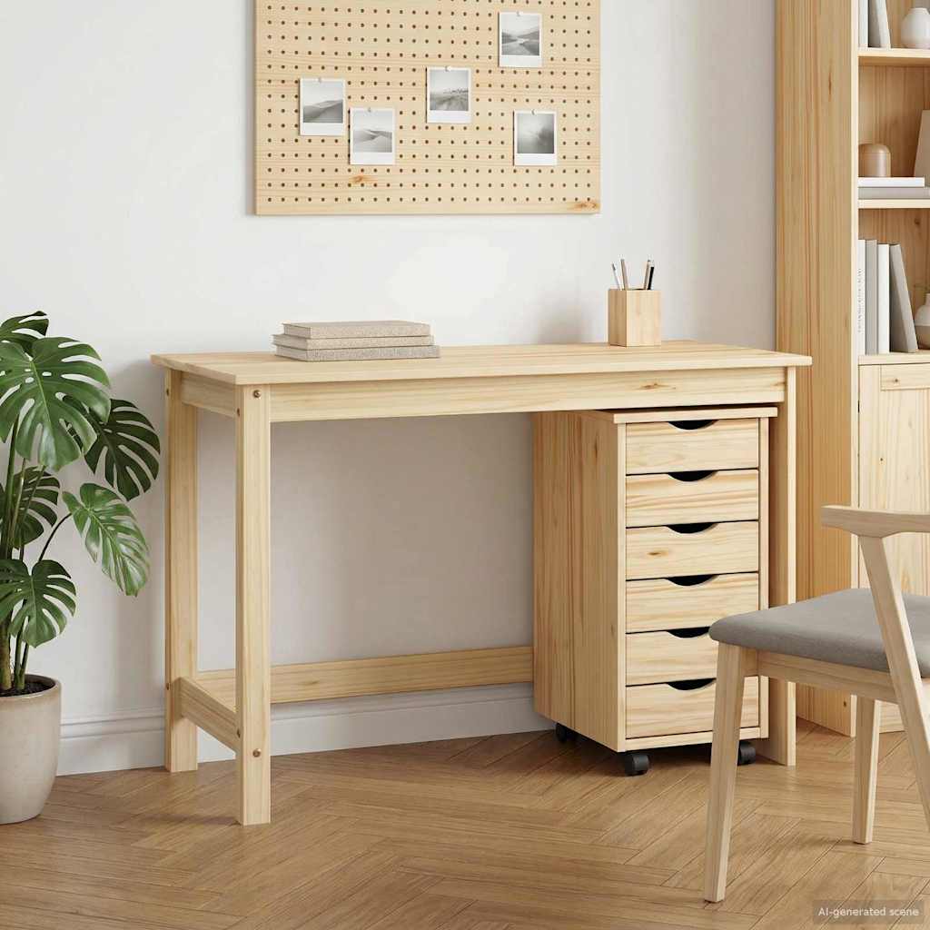 vidaXL Bureau en rollende kast set met lade MOSS 2 pcs HoningBruin