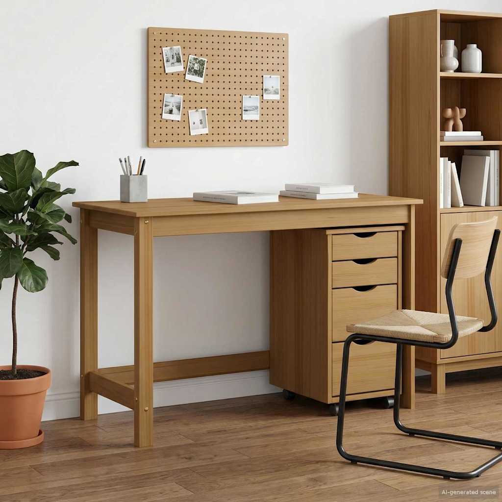 vidaXL Bureau en rollende kast set MOSS 2 pcs HoningBruin