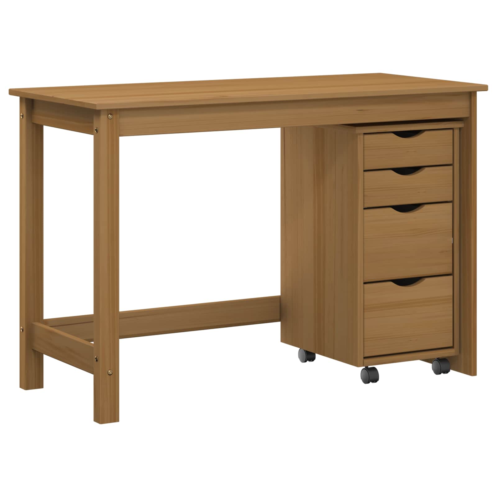 vidaXL Bureau en rollende kast set MOSS 2 pcs HoningBruin