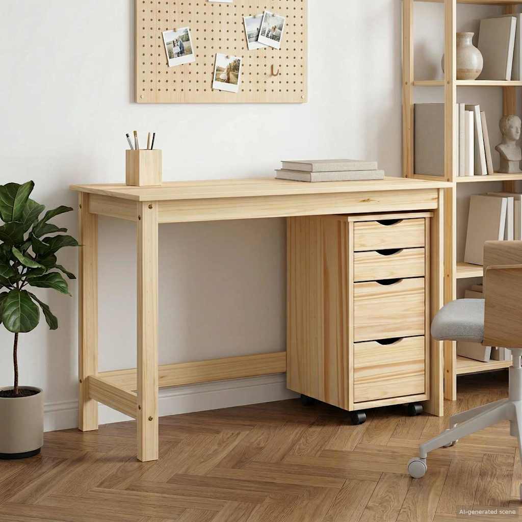 vidaXL Bureau en rollende kast set MOSS 2 pcs HoningBruin