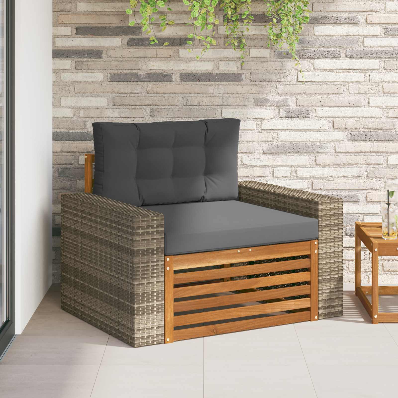 vidaXL Buiten bankenset Massief Acaciahout en Polyester Naturel