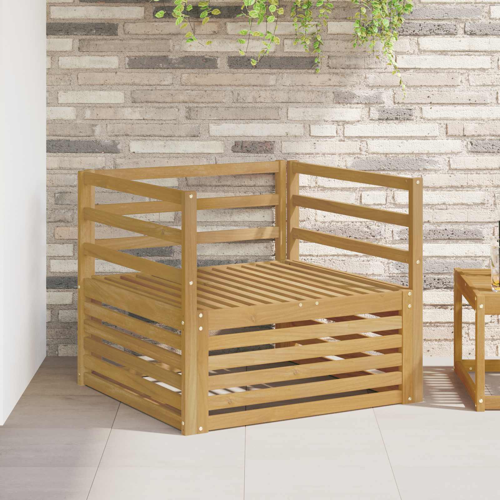 vidaXL Buiten bankenset Massief Acaciahout en Polyester Naturel
