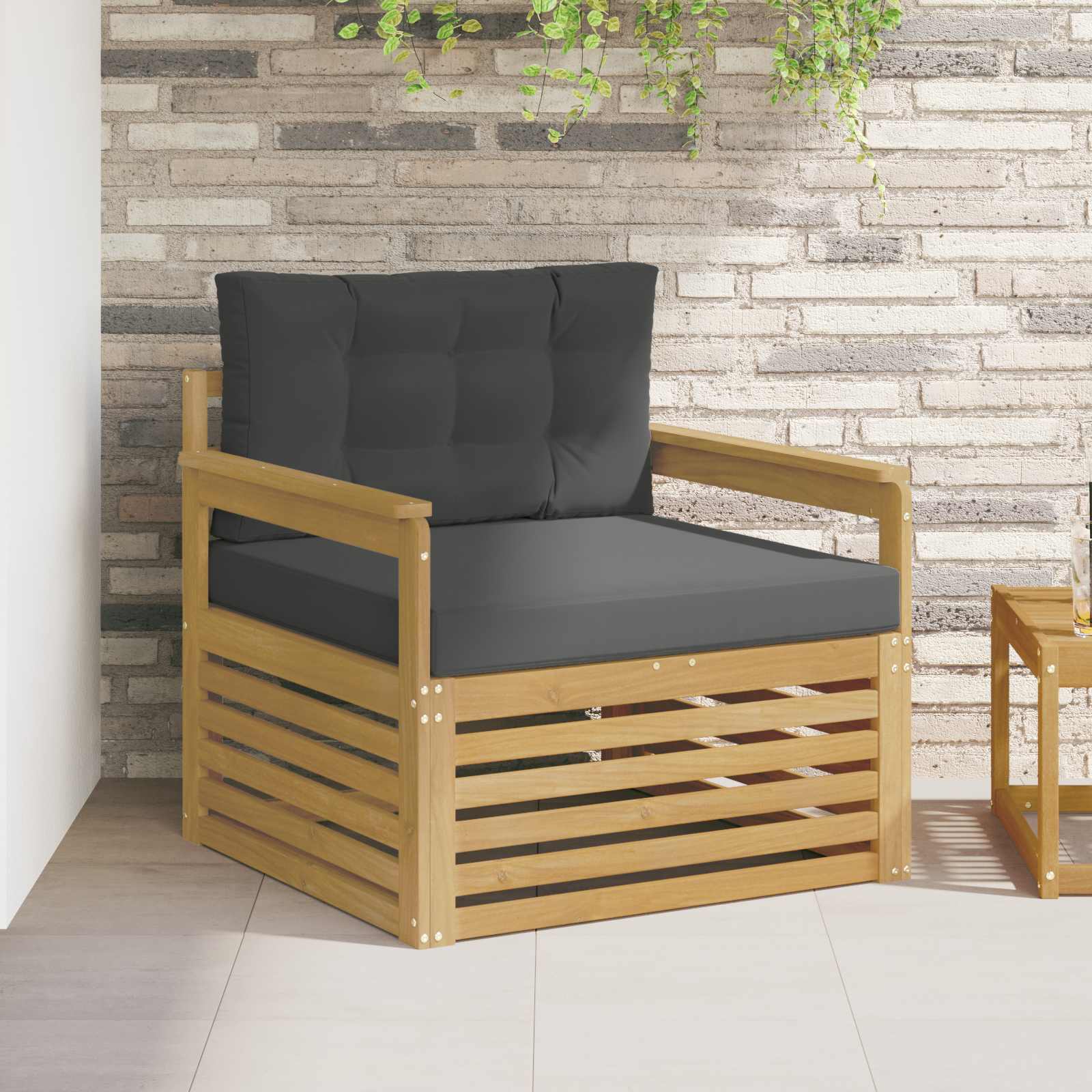 vidaXL Buiten bankenset Massief Acaciahout en Polyester Naturel